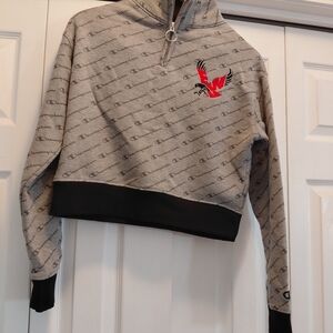 Champion Heather Gray and Black Logo Quarter-Zip